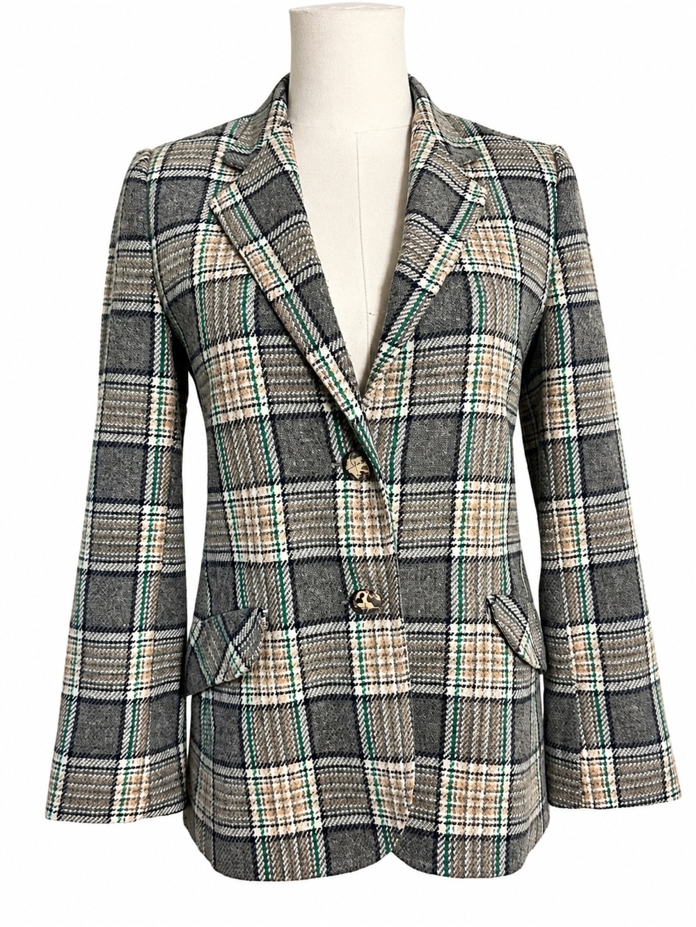 Vintage Plaid Wool Blazer | 70s/80s Academia Preppy Jacket